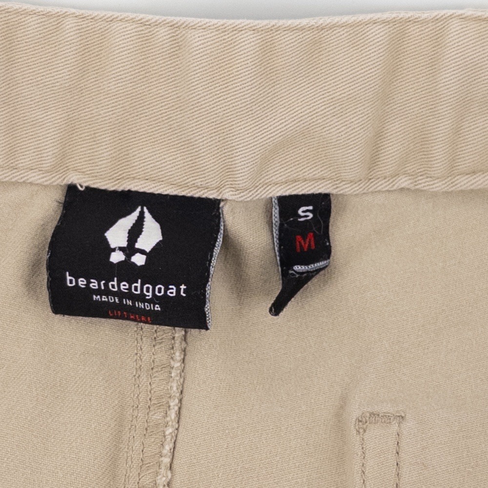 Bearded Goat Mens Small Boundless Canvas Shorts Tan Khaki Belted Gorpcore Hiking - Picture 3 of 7